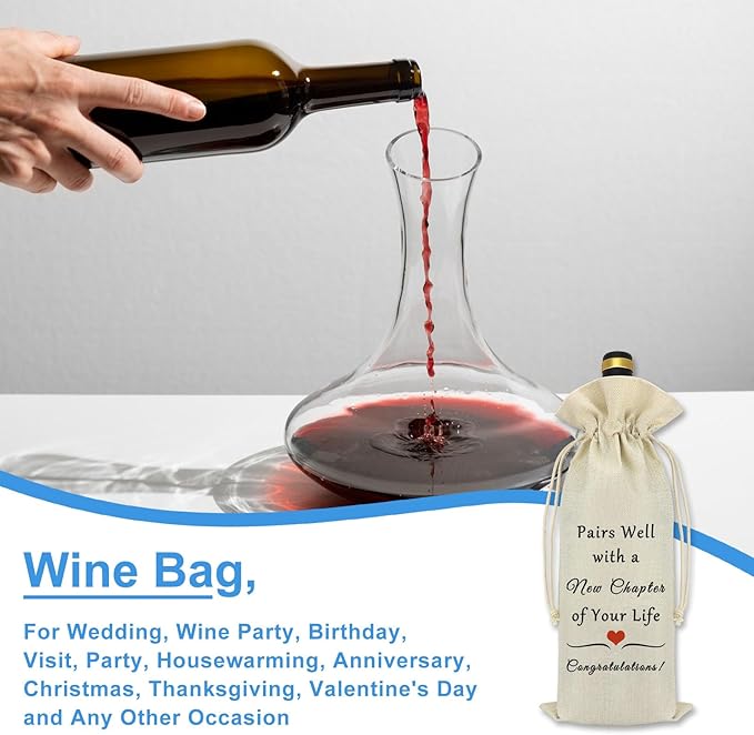 New Job Gifts Wine Bag for Women Men Pairs Well With a New Chapter of Your Life Coworker Leaving Gift Congratulation Engagement Retirement New Beginning Gift New Job Gifts for Colleague Boss Friends