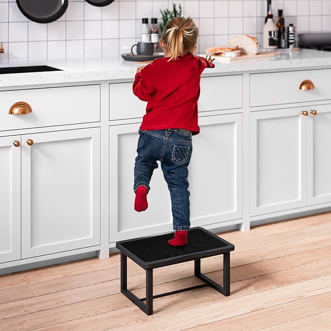 Step Stool for Adults Kids, Anti-Slip Sturdy Wooden Step Stools with 500 Lbs Capacity for High Beds,Closet, Bathroom,Kitchen, Potty Training