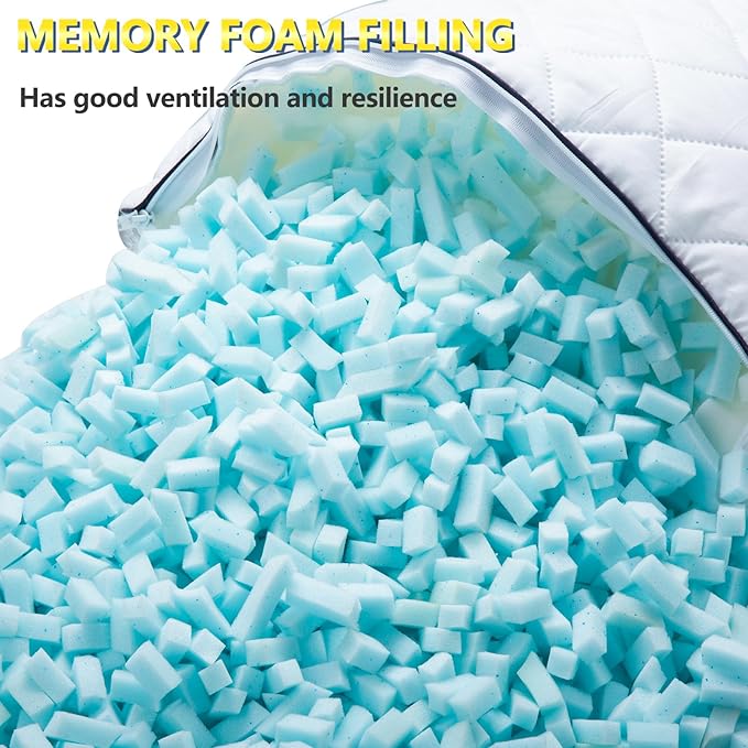 AS AWESLING Soft Pillows for Sleeping - Shredded Memory Foam Bed Pillows Set of 2 for Side Back Stomach Sleepers (Queen(20 * 30 inches))