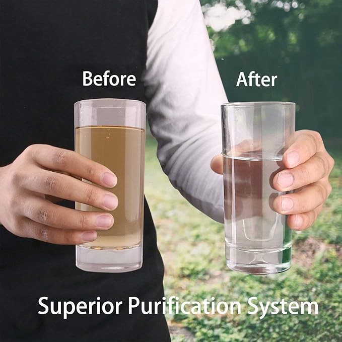 SurviMate 0.01μm Ultra-Filtration Filtered Water Bottle, Portable Water Filter Bottle with 4-Stage Filtration for Survival, Camping, Hiking, Backpacking, Drinking, Emergency