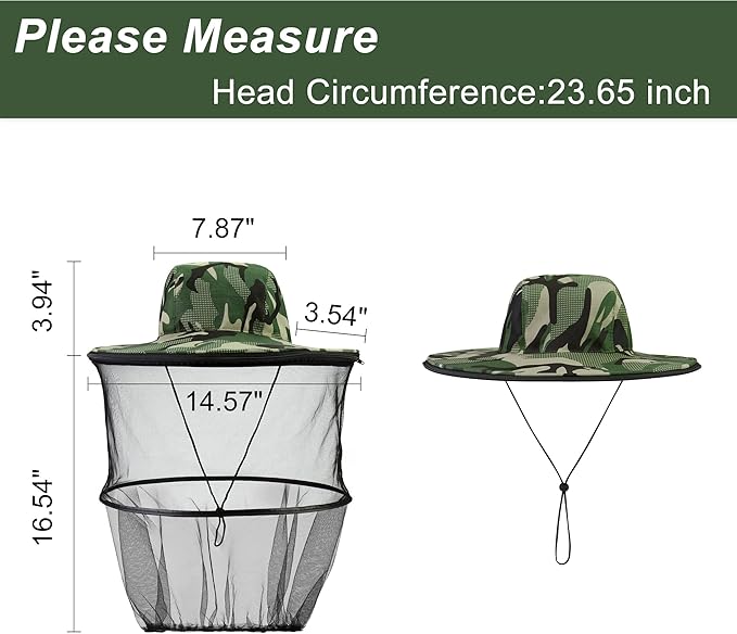 Head Net with Removable Mesh Hidden Netting, Design for Outdoor Fishing Gardening