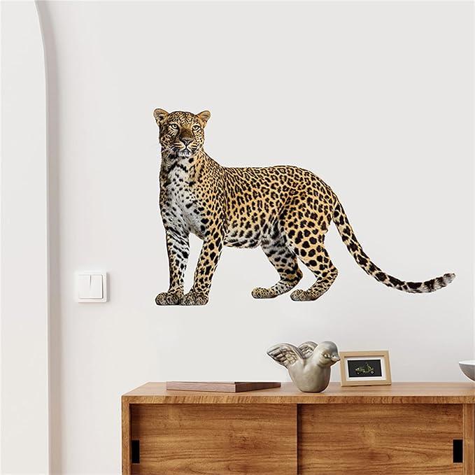 Lifelike Cheetah Wall Decal 3D Animals Wall Sticker Safari Wall Decor for Nursery Kid'sroom School Classroom Livingroom Bedroom Bathroom Decoration (Lifelike Cheetah 2)