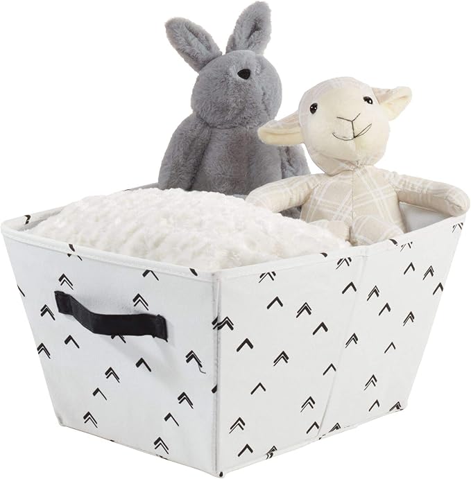 iDesign Arrow Fabric Storage Bin, Angled Medium Basket Container with Dual Side Handles for Closet, Bedroom, Toys, Nursery - Black and White
