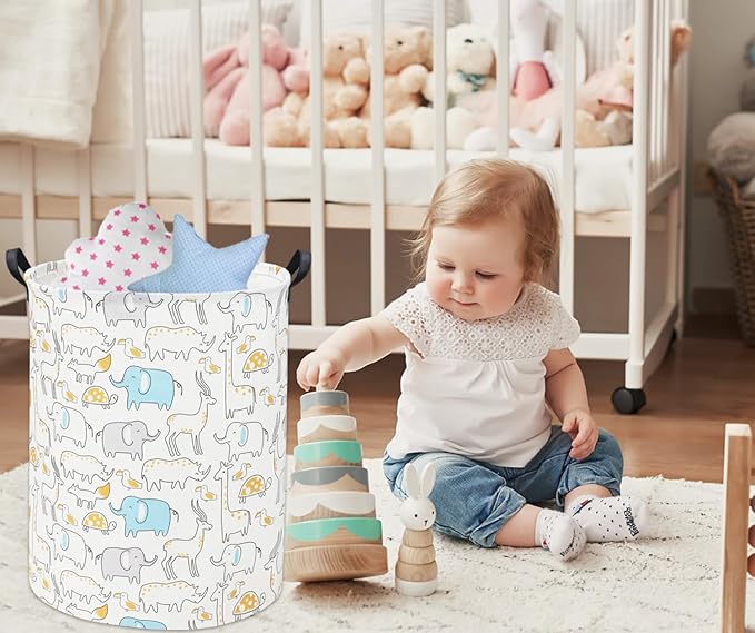 Animal Baby Laundry Basket Baby Hamper Kids Toy Storage Bin for Boys Room Decor Baby Nursery Hamper Gift Baskets for Bedroom Bathroom(Animal)