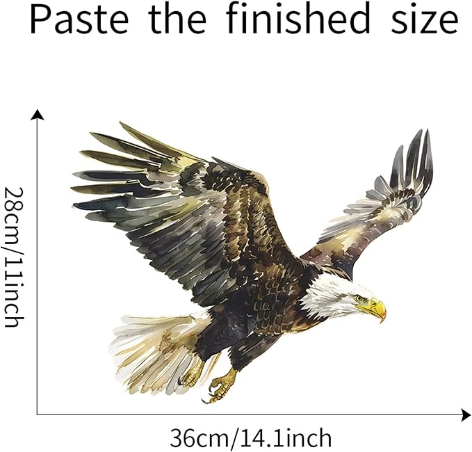 Watercolor Style Eagle Wall Decal Animals Wall Sticker Safari Wall Decor for Nursery Kid'sroom School Classroom Livingroom Bedroom Bathroom Decoration (Watercolor Style Eagle)