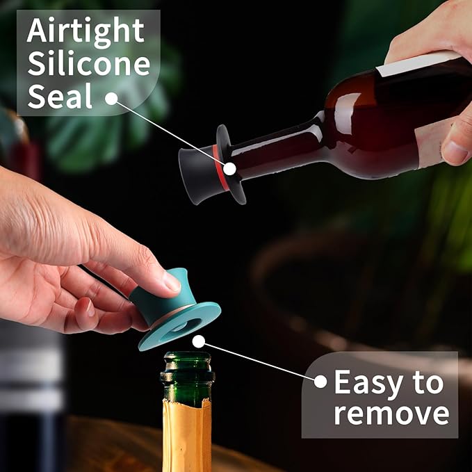 Wine Stoppers, Magic Cap Bottle Stopper, Funny and Reusable Silicone Bottle Caps 6pc, Decorative Wine Sealer Preserver Reusable Sealing Bottle Stopper