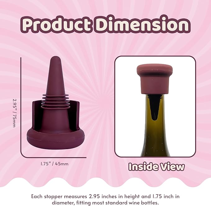 Funny Silicone Wine Stoppers - Leakproof Double Seal Design - Reusable Bottle Covers - Glass Bottle Toppers - Easy to Use Silicone Bottle Stopper for Wine, Champagne & More (Pack of 3)