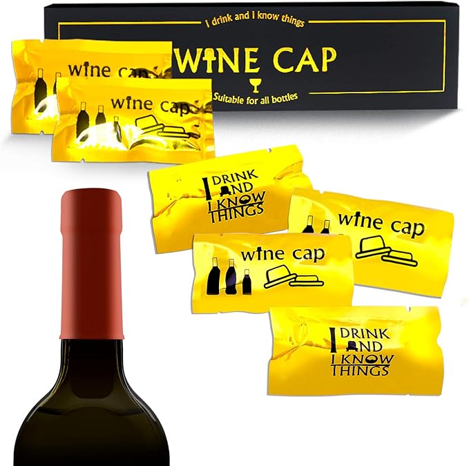 Wine Stopper - Wine Bottle Cap Reusable Wine and Beverage Bottle Stopper for Wine Lover - Novelty Wine Gift Set for Christmas Housewarming Adult Party (8 Pcs/Set)