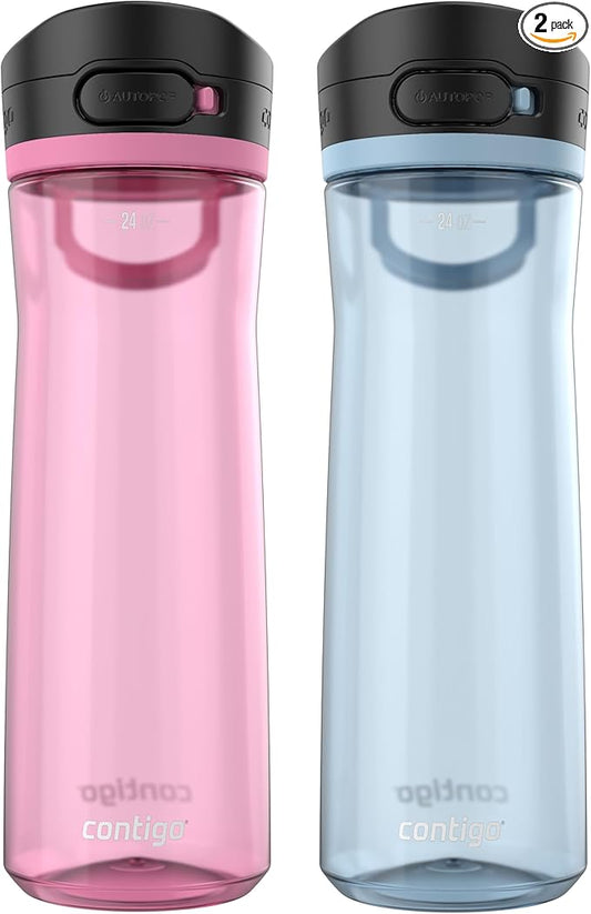 Contigo Jackson Water Bottle, 24 oz, 2-Pack, Glacier; Azalea