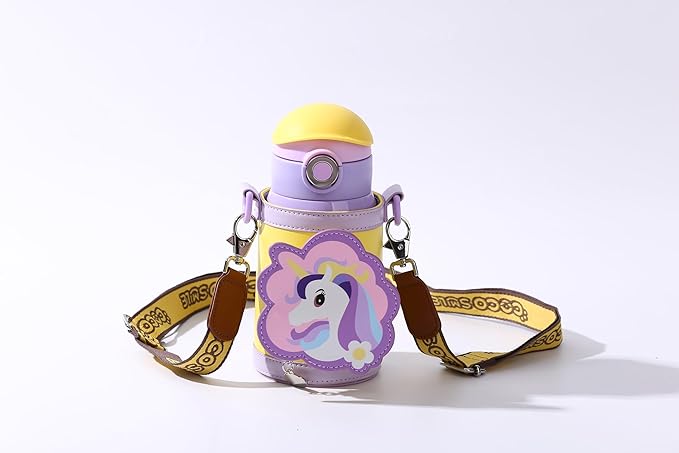 Unicorn With Straw Drinking Thermos Cup (Pink Unicorn)