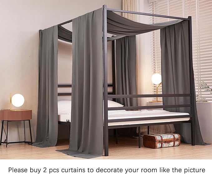 Akiky Linen Canopy Bed Curtains for Kid House Bed Montessori Canopy for Nursery Bed Canopy for Kids Child Toddler Adult Room Decoration(Full/Queen,Dark Gray)