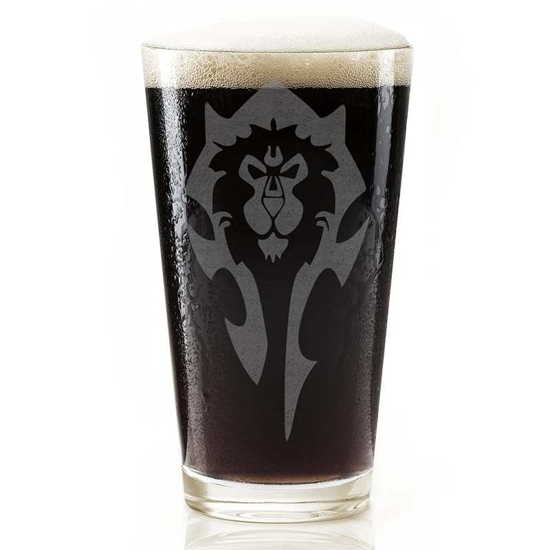 HORDE & ALLIANCE WARCRAFT Engraved Pint Glass | Inspired by Warcraft | Great Gamer Gift Idea!