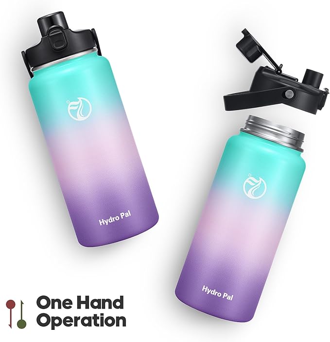 Half Gallon Insulated Water Bottle with 2-in-1 Lid (Chug Lid/Straw Lid), 40/64oz Double Walled Vacuum Stainless Steel Water Bottles, Water Jug with Straw