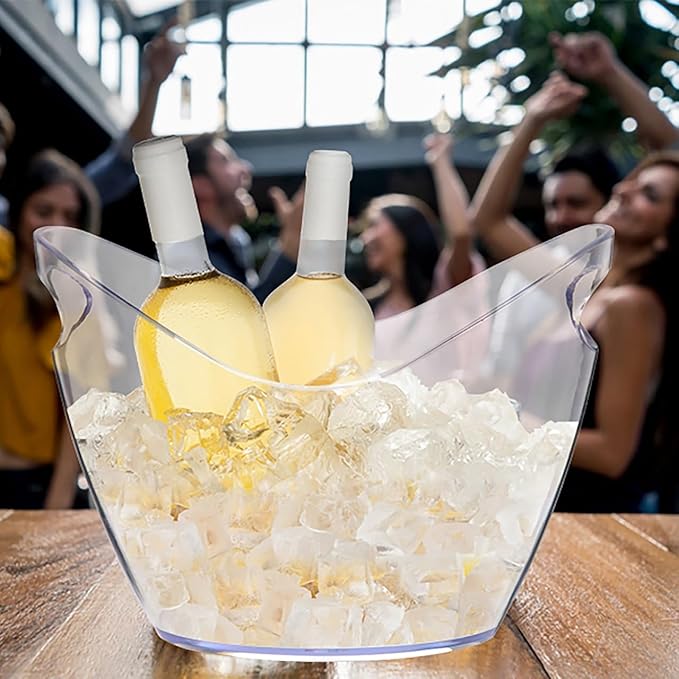 Clear Ice Buckets for Parties - Acrylic Ice Bucket - 4 Liters Beverage Tub for Drinks and Parties- Plastic Ice Bucket for Cocktail Bar - A Perfect Plastic Tub to serve Chilled Drink