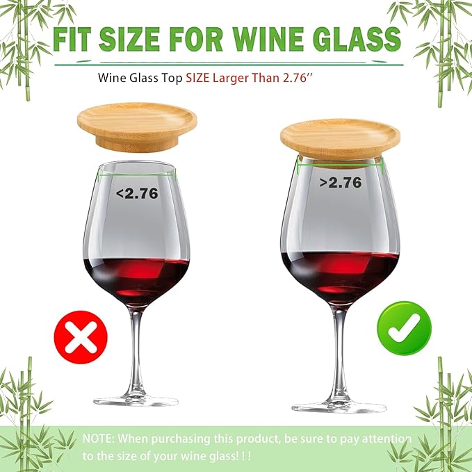 Wine Glass Charcuterie Topper, 2024 4Pcs New Wine Glass Charcuterie Board Topper, Bamboo Wine Glass Topper - Prevent Red Wine From Splashing, Charcuterie Wine Glass Topper, Gift for Wine Lovers (4)