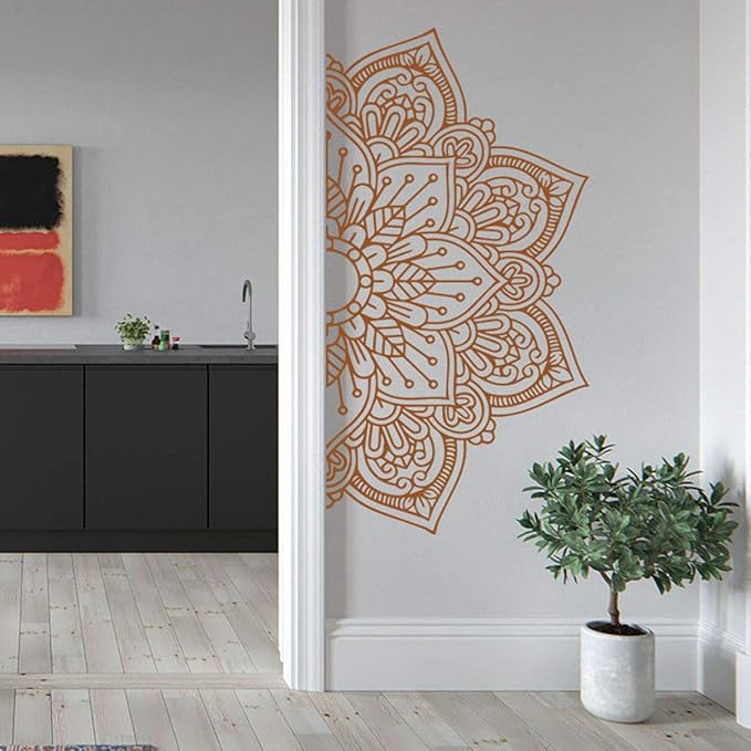 Geometric Brown Wall Stickers - Set of 4 Sheets, 25x35cm, Easy to Apply Wall Decor