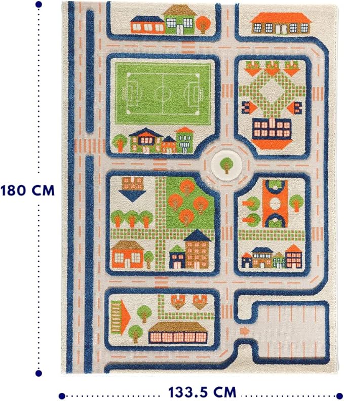 IVI 3D Play Carpets, 71 x 52.5 Inch, Traffic Educational Toddler Mat Rug for Bedroom, Kids Den, or Playroom, Large
