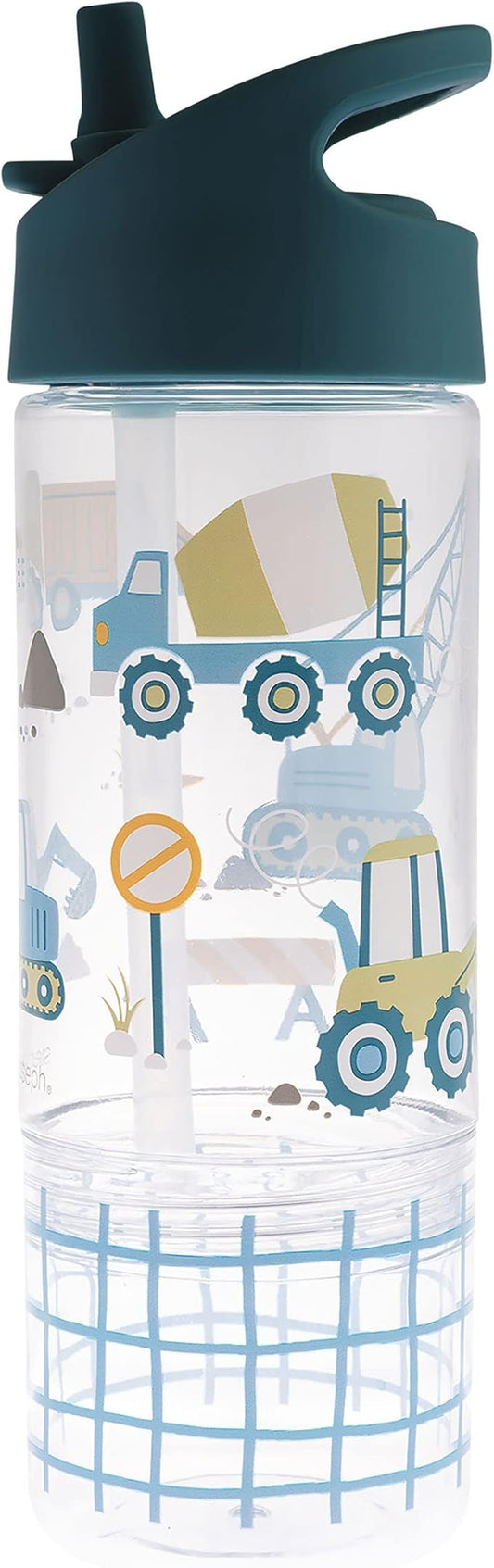 Stephen Joseph, Kids Sip and Snack Water Bottle, 12 oz Tritan BPA Free, Drink and Snack Water Bottle for Girls & Boys, Back to School Water Bottle, Construction