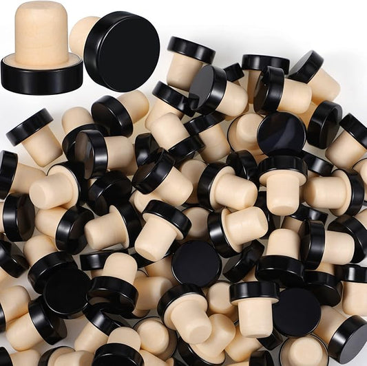 T-shaped Stopper Cork Wine Stopper Bottle Stoppers Reusable Wine Bottle Stopper Sealing Plug Bottle Cap for Wine Beer Bottles DIY Craft (Black, 144)