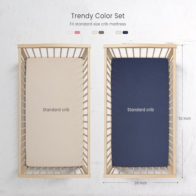 Baby Muslin Crib Sheets - Toddler Cotton Fitted Crib Sheets Neutral for Boys and Girls 2Pack
