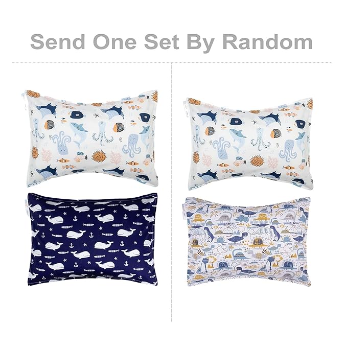 ALVABABY Toddler Pillowcases Fits 13 x 18 inch,12x 16inch Kids Sleep Pillow 2 Pack Cotton Baby Pillow Cover Envelope Children Pillowcases for Boys Girls Seaworld Dinosaur 2TPW12