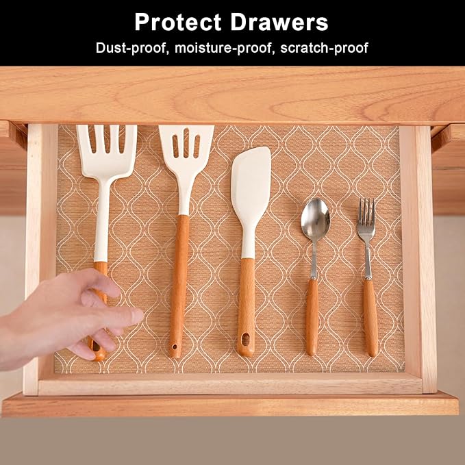 Cooyes Shelf Liner Drawer Liners, Shelf Liners for Kitchen Cabinets, Non Adhesive Cabinet Liner, EVA Waterproof Oil-Proof Non-Slip Refrigerator Liners for Shelves (Transparent, 24 Inches x 10 FT)