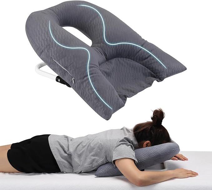 Face Down Pillow for Sleeping, Prone Pillow for Vitrectomy or Retinal Surgery, Adjustable Height Prone Prone Pillow Face Down Sleep, Retina Lying Pillow Eye Surgery Recovery (Square gray)