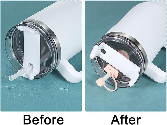 PATIKIL Silicone Spill Stopper for Straw Cup 1.0 2.0 40oz/ 30oz, Set of 9 Tumbler Accessories Including 3 Straw Cover Cap, 3 Square Spill Stopper and 3 Round Leak Stopper, Green/Pink