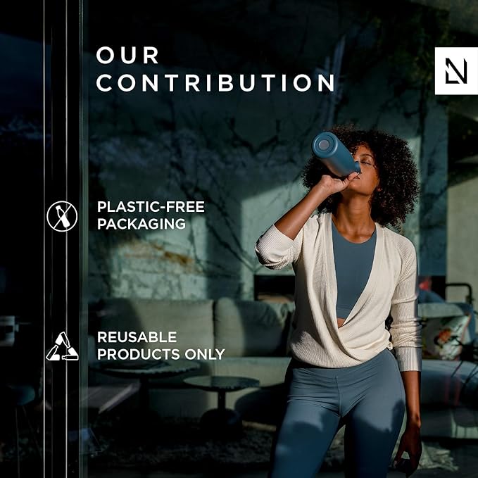 LARS NYSØM Stainless Steel Insulated Water Bottle 12oz 17oz 25oz 34oz 51oz | BPA-free Insulated Thermo Flask for Hot and Cold Beverages | Leakproof Drinking Bottle (Onyx Black, 34oz)