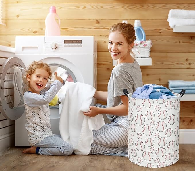 Baseball Kids Laundry Basket Baby Hamper Baseball Toy Storage Bin for Boys Room Decor Baby Nursery Hamper Gift Baskets for Bedroom Bathroom(Baseball)