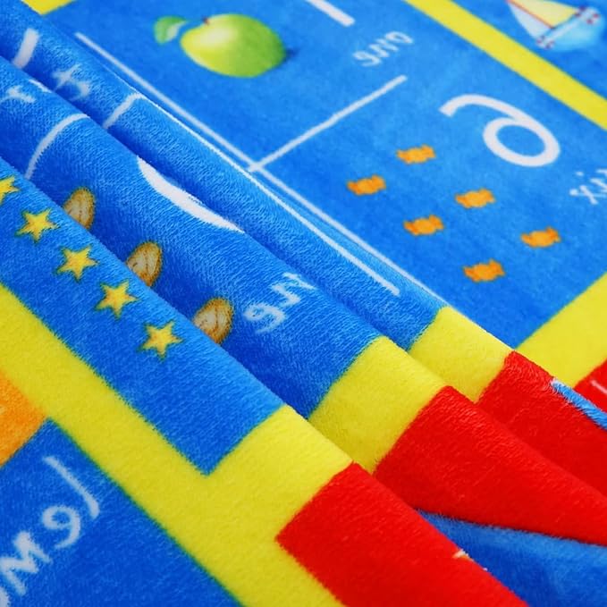 3x5 Rug Baby Play Mat Kids Educational Rug, ABC Alphabet Numbers and Animals Learning Mat for Playroom Classroom, Soft Game Play Area Rug Carpet for Toddler Boys Girls Childern Nursery Room