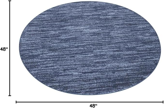 Nourison Essentials Indoor/Outdoor Navy Blue 4' x Round Area Rug, Easy Cleaning, Non Shedding, Bed Room, Living Room, Dining Room, Backyard, Deck, Patio (4 Round)