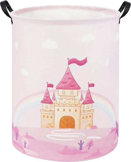 Pink Castle Kids Laundry Basket Baby Hamper Castle Toy Storage Bin for Boys Room Decor Baby Nursery Hamper Gift Baskets for Bedroom Bathroom(Castle)