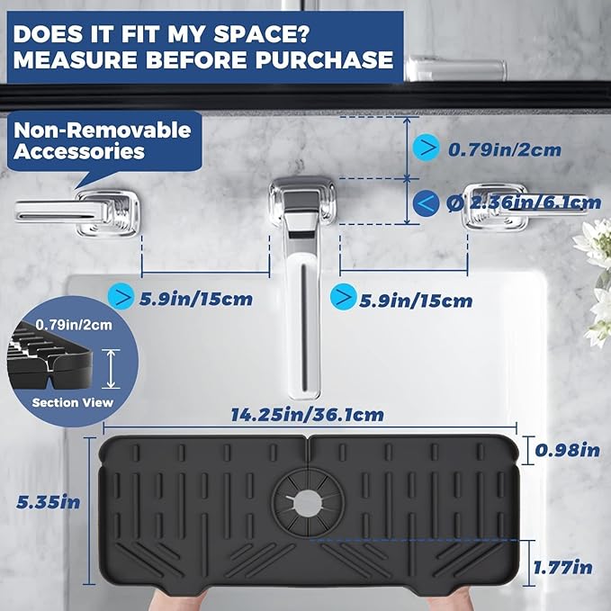 Kitchen Sink Faucet Splash Guard Silicone Sink Faucet Drying Mat Faucet Handle Drip Catcher Tray Dish Sponge Holder Kitchen Sink Accessories Sink Protector Home Kitchen Organization Gadgets Organizer