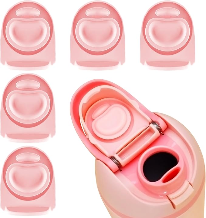 5PCS Replacement Stopper Compatible with Owala FreeSip 19/24/32/40oz, Silicone Anti-Spill Water Bottle Top Lid Replacement Parts, BPA-Free Seal Bottle Cap Mouth Stopper Gasket (Pink)