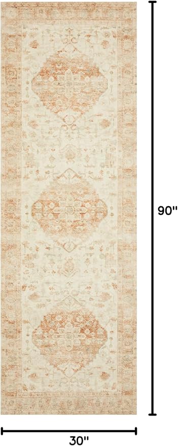 Loloi II Rosette Ivory/Terracotta 2'-6" x 7'-6" Runner Rug