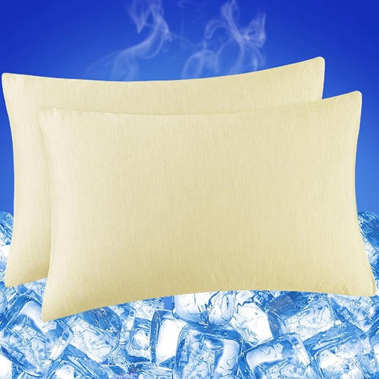 Cooling Pillow Cases for Hot Sleepers - Double Side Arc-Chill Q-Max>0.5 Cooling Fiber Cool Pillow Cases 2 Pack - Breathable Soft Cold Pillow Cases with Hidden Zipper (Cream, 20" x 36")