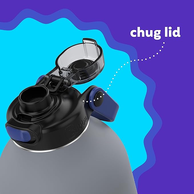 Bubba Radiant Stainless Steel Simple-Lid Rubberized Water Bottle, Bass, 64oz.