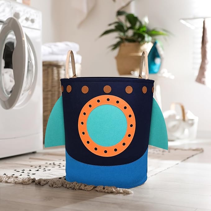 Laundry Hamper Large Rocket kids laundry basket with Carry Handle. Ideal for Toy Storage, Kids Laundry Hamper, Boys Hamper, Baby Laundry basket,Girls hampers for bedroom,Decor
