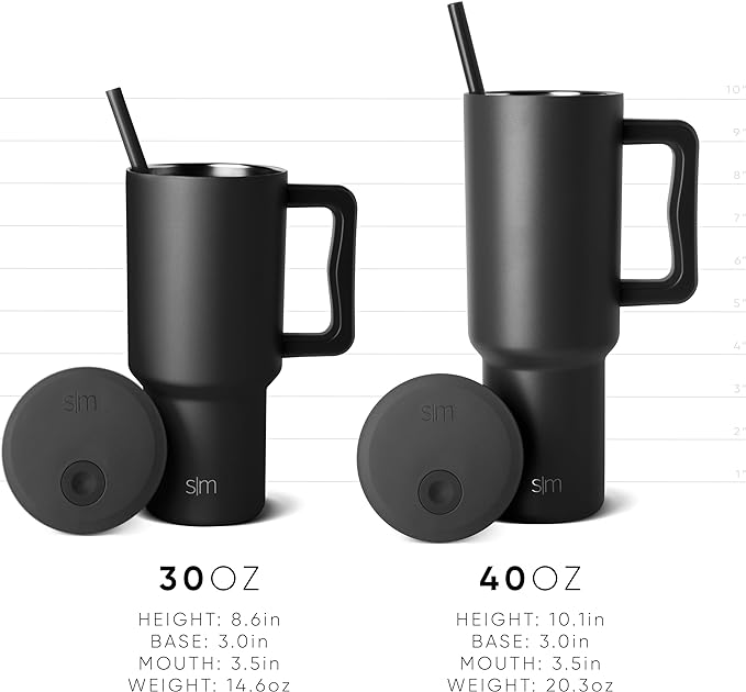 Simple Modern 40 oz Tumbler with Handle and Straw Lid | Insulated Cup Reusable Stainless Steel Water Bottle Travel Mug Cupholder Friendly | Gifts for Women Him Her | Trek Collection | Checkmate