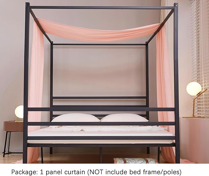 Akiky Montessori Floor Bed Canopy Curtains Linen Canopy for Kids House Bed Canopy Scarf for Toddler Adult Bed Frame Canopy Panel Nursery Room Decor (Twin,Pink)