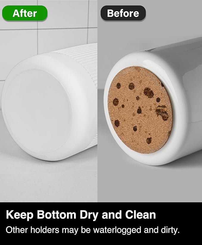 Instant Dry Stone Utensil Holder for Kitchen Counter, H7" Large Diatomite Kitchen Utensil Holder for Countertop, Cooking Utensil Crock with Water Absorbent, Farmhouse Kitchen Counter Decor,White