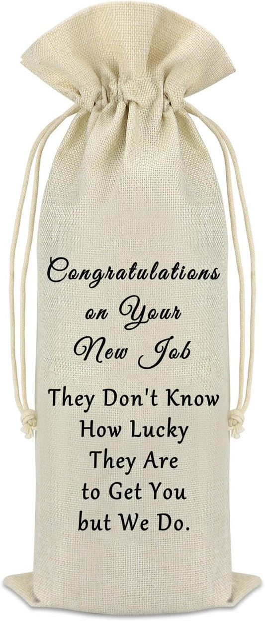 New Job Gift Coworker Leaving Gift Wine Bag Going Away Farewell Party Gift for Leader Colleague Appreciation Gift Reusable Wine Bags with Drawstrings Congratulations On Your New Job Wine Bottle Bag