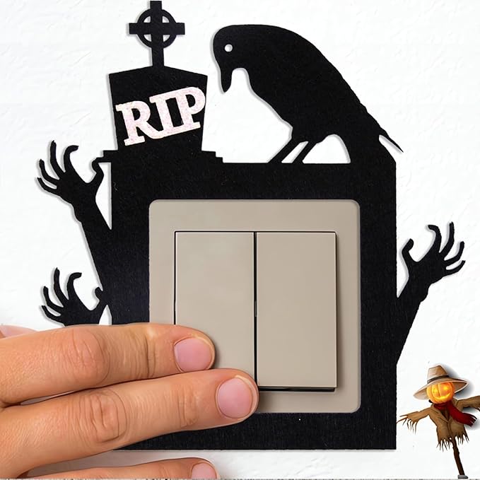 Creative Halloween Switch Decals Evil Eye Pumpkin Door Frame Wall Decals Decorative Art Murals Black Cat Devil Switch Sticker for Halloween Living Room Bedroom Bathroom Kitchen Light Switch Decor