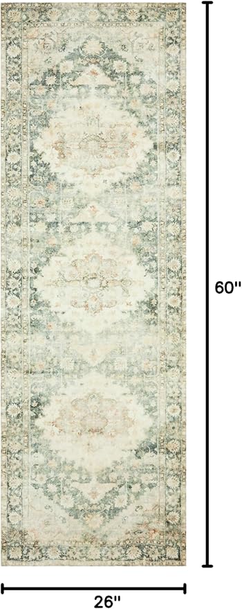 Loloi II Rosette Teal/Ivory 2'-2" x 5' Accent Rug