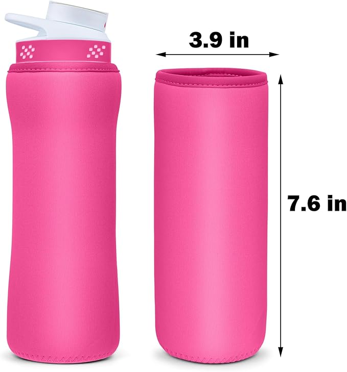 Sleeve Compatible with Cir-kul Water Bottle - 2 Pcs Water Bottle Sleeve Compatible with Cir-kul 22oz & Stainless Steel Bottle - Neoprene Insulated Water Bottle Cover for Retaining Temperature, (Pink)