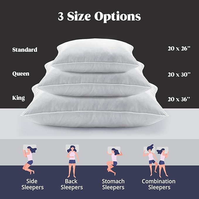 puredown® Soft Bed Pillows for Sleeping, Goose Feather Down Pillows Hotel Collection Queen Size of 2, Twill Diamond Pattern Embossing Pillows for Back Stomach Side Sleepers (20 x 28, 2 Pack)