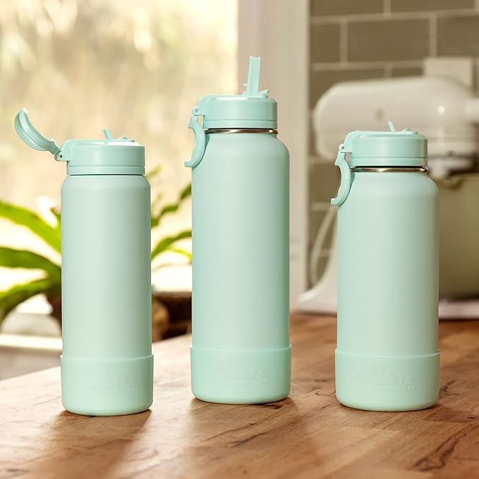 Hydrapeak 40oz Sport Insulated Water Bottle with Straw or Chug Lid, Leak & Spill Proof, Keeps Drinks Cold for 24 Hours, Hot for 12 Hours, Premium Stainless Steel Water Bottles (40oz, Alpine)