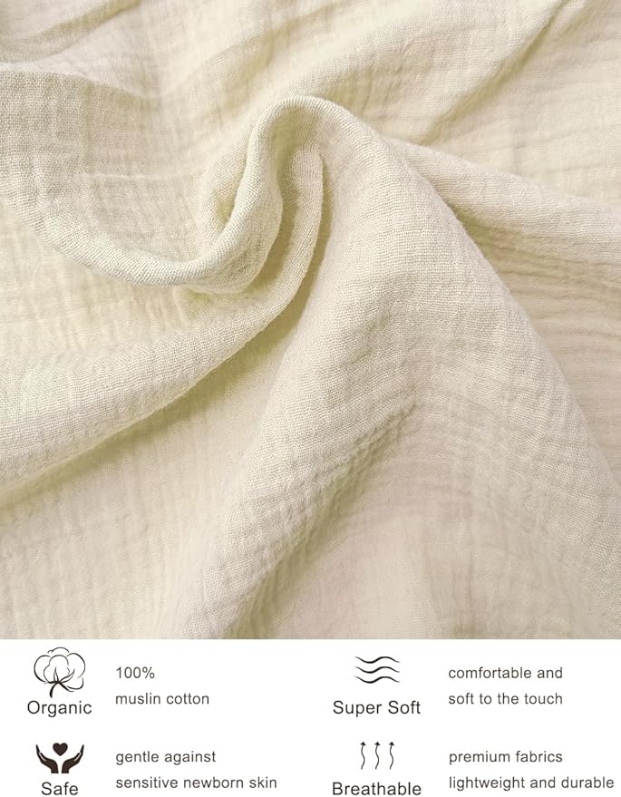 Beige Bassinet Mattress Sheets, Muslin Bassinet Sheet 32"x16" for Rectangle, Oval, Hourglass Bassinet Mattress, Moses Basket Sheets (46B-11)