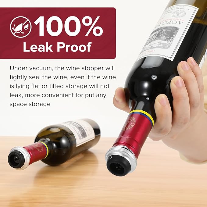 Beneno Wine Saver Vacuum Pump with 4 Wine Stoppers Keep Wine Fresh, Silicone Wine Bottle Stopper Wine Sealer Preserver, Ideal Wine Saver Accessories Gift